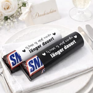 Black and white chocolate wedding bands "When it takes a little longer" | Wedding favor | Candy bar decoration | Guest waiting time