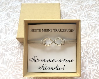 Geschenk Trauzeugin  Armband mit Karte und Geschenkschachtel