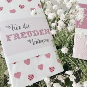 Banderoles for handkerchiefs decoration for tears of joy