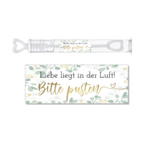 Stickers for the wedding | SOAP BUBBLES | Please blow- green/gold