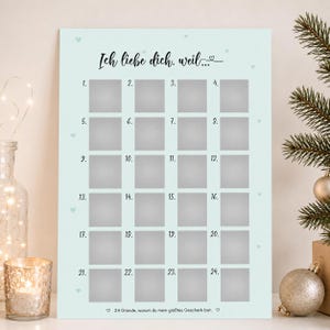 Scratch-off Advent calendar "I LOVE YOU" A3 Christmas calendar