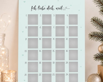 Scratch-off Advent calendar "I LOVE YOU" A3 Christmas calendar