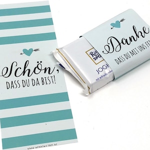 Chocolate banderoles &quot;It&#39;s nice that you&#39;re here&quot; - turquoise