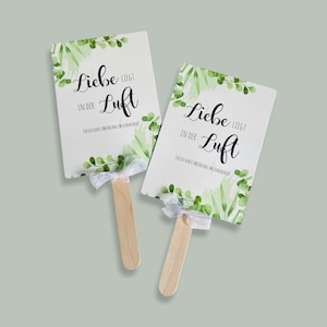 Fächer Hochzeit | Kraftpapieroptik "Liebe liegt in der Luft" grün Eukalyptus
