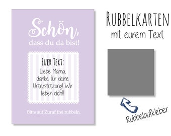 Rubbelkarten für Hochzeiten "Schön, dass du da bist" - Flieder