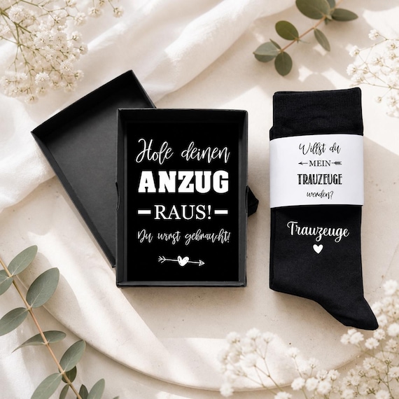 Trauzeuge Socken mit Geschenkbox - Willst du mein Trauzeuge sein? Hochzeitssocken