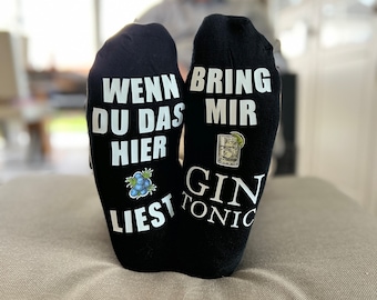 Vatertag - Geschenk Auszeitsocken „Bring mir Gin Tonic", Entspannung, Sprüche Socken