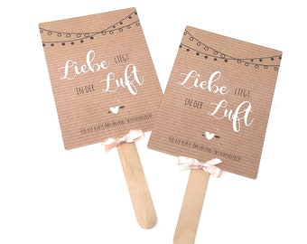 Fan wedding | Kraft paper look “Love is in the air”