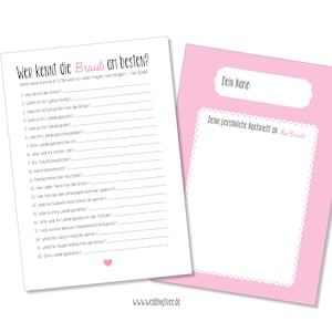 JGA Hen Party Game &quot;Who Knows the Bride Best?&quot;