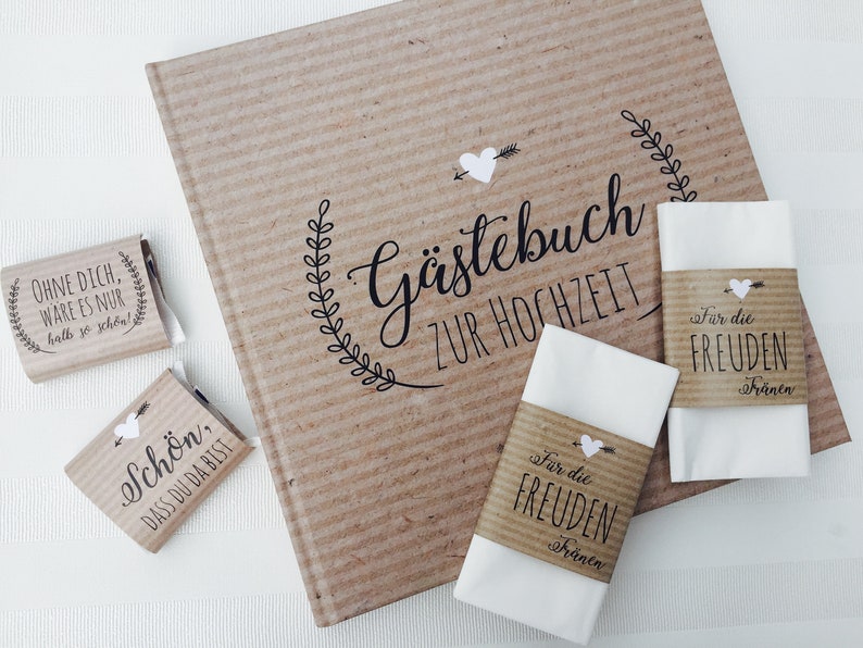 Gastgeschenk Hochzeit, Banderolen für Freudentränen, Banderolen für Taschentücher, Freudentränenbanderolen, Hochzeitsdeko, Kirchenheft Bild 4