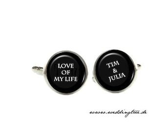 Cufflinks Personalized, First Names, Wedding, Love of my life, Bride, Groom, Gift Man, Newlywed, Love of Life