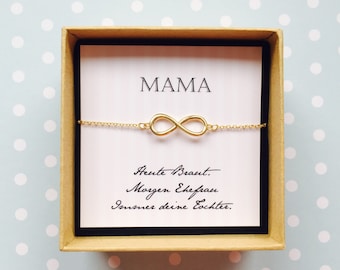 Mother of the bride gift - Infinity bracelet in a magical gift box with card