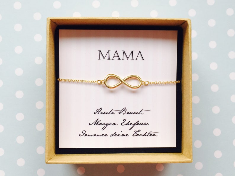 Geschenk Brautmutter Armband Infinity in zauberhafter Geschenkschachtel mit Karte Bild 1