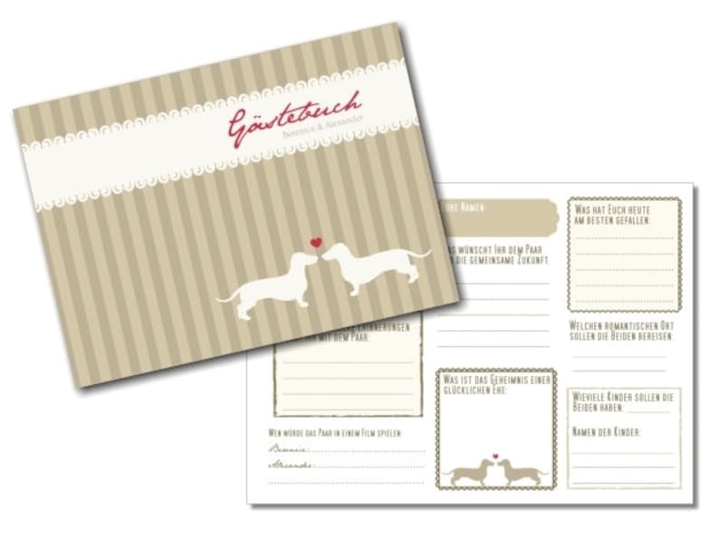 Gästebuch zur Hochzeit mit Gästefragen (PDF) - Hunde Gästebuch zur Hochzeit mit Gästefragen (PDF) - Hunde