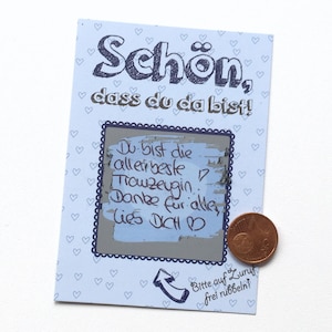 Rubbelkarten für die Hochzeit "Schön, dass du da bist" - blau