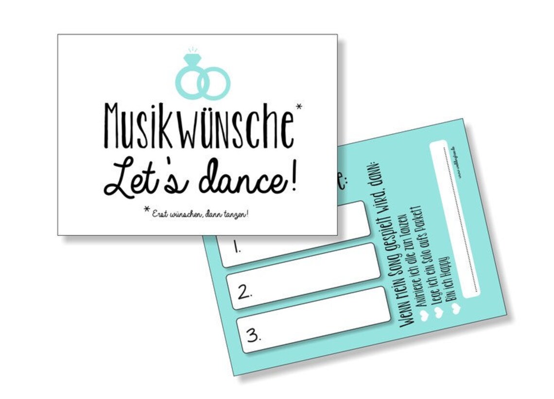 Musikwunschkarten zur Hochzeit Musikwünsche für den DJ Etsy.de