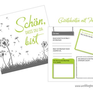 Gästebuch Karten, Gastgeschenk Hochzeit Pusteblume Bild 3