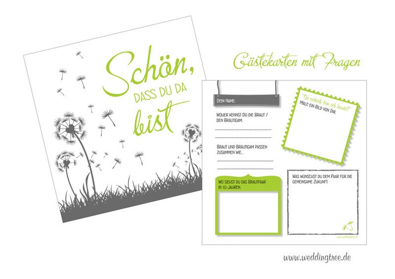 Gästebuch Karten, Gastgeschenk Hochzeit Pusteblume Bild 3