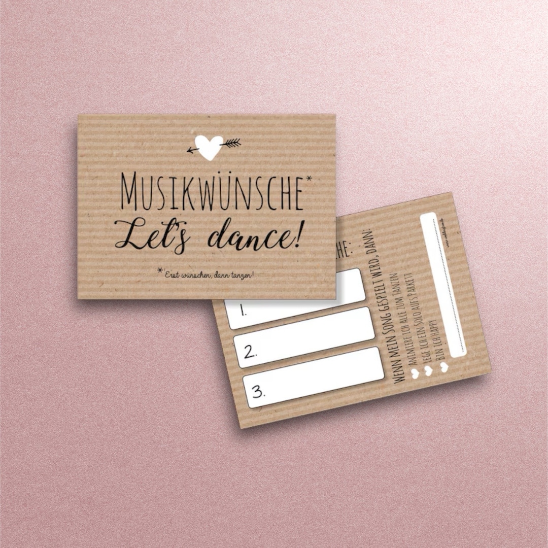 Musikwunschkarten zur Hochzeit Musikwünsche für den DJ Kraftpapier