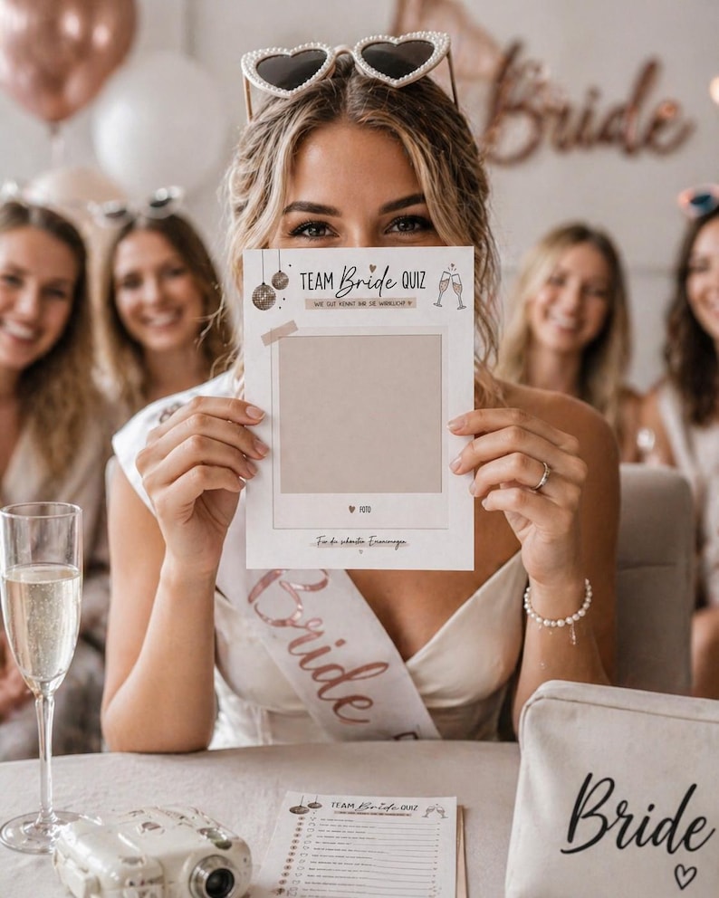 Möhippa-spel: Team Bride Quiz – Vem känner bruden bäst? Ett modernt bröllopsspel för möhippa bild 2