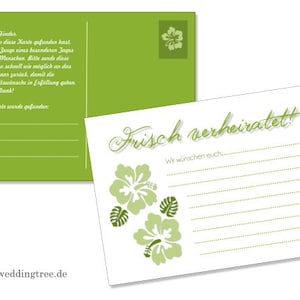 Tarjetas de vuelo en globo para boda, tarjetas para globos, 50 tarjetas para unir a un globo de hibisco verde