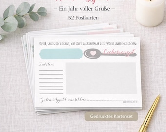 Wedding Recipe Cards (52 pieces) | A Year Full of Recipes | Wedding Game | Gift for the Bride and Groom