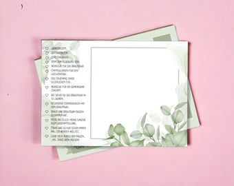 52 cartes jeu mariage - jeu carte postale eucalyptus - 52 cartes postales lettres au futur, cadeau mariage, livre d'or mariage