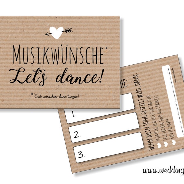 Musikwunschkarten zur Hochzeit - Musikwünsche für den DJ - Kraftpapier