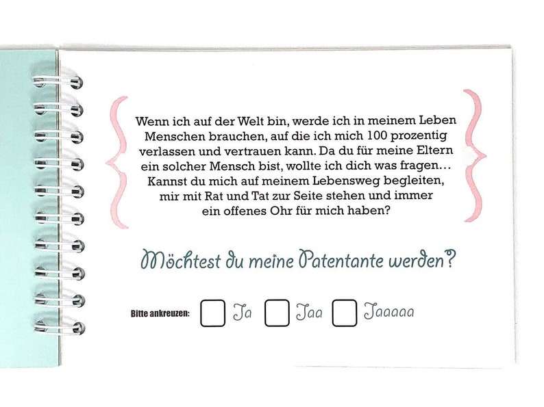 Geschenkbuch für Patentanten, Willst du meine Patentante sein Bild 2