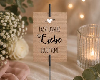 Sparkler cards for weddings in kraft paper look
