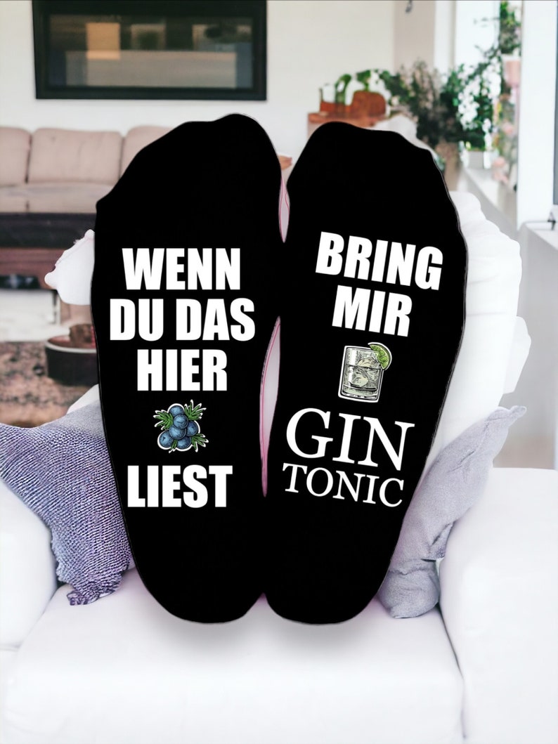 Vatertag Geschenk Auszeitsocken Bring mir Gin Tonic, Entspannung, Sprüche Socken Gin Tonic