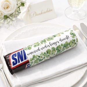 Emballages de chocolats à l'eucalyptus pour les mariages « Quand les choses prennent plus de temps que prévu » | Cadeaux d'invités | Décorations pour le bar à bonbons | Temps d'attente des invités