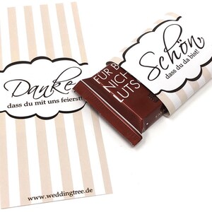 Chocolate banderoles &quot;Nice that you are here&quot; - brown/white striped
