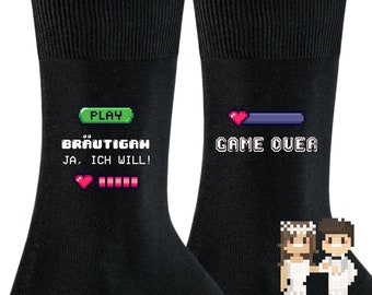 Socken für den Bräutigam "Game over"  Geschenk zur Hochzeit