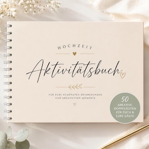 Libro de firmas para bodas con juego | Libro de firmas de actividades para bodas | 50 páginas dobles para hasta 100 invitados | Libro de firmas creativo DIN A5 moderno