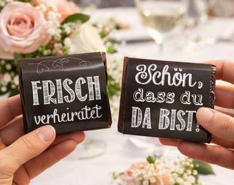 Chocolate Wedding Wrappers "Just Married" | Wedding Favors | Candy Bar Decorations | Black Chalkboard Design | Chocolate Wedding