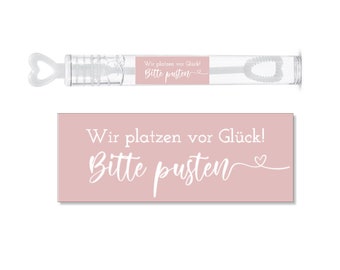 Aufkleber für die Hochzeit | SEIFENBLASEN | Bitte pusten- rosa