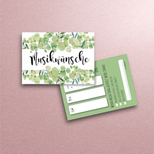 Musikwunschkarten zur Hochzeit - Musikwünsche für den DJ - Eukalyptus