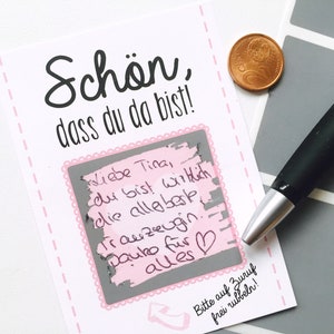 Rubbelkarten für die Hochzeit "Schön, dass du da bist" - rosa