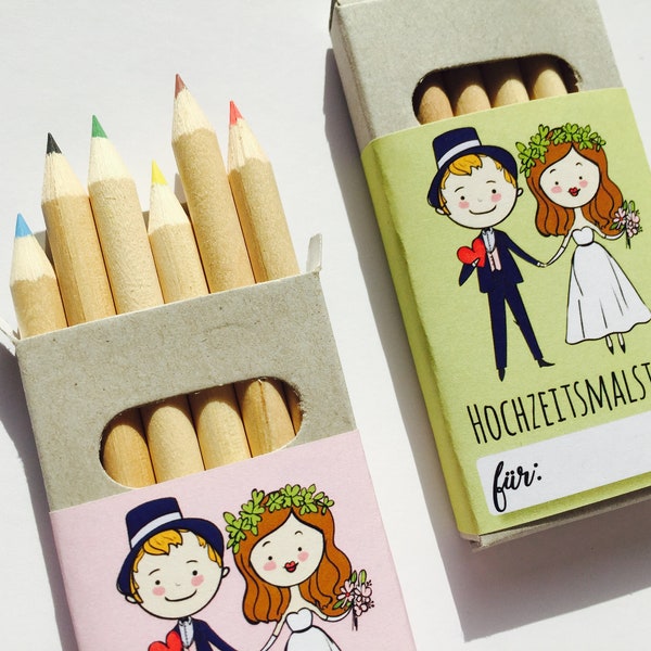 Buntstifte zur Hochzeit, Gastgeschenk Hochzeit, Kinder auf der Hochzeit, Gastgeschenk zur Hochzeit, Hochzeitsmalbuch