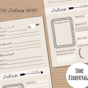 Wedding game time travel - wedding guest book - time capsule cards - letters to the future
