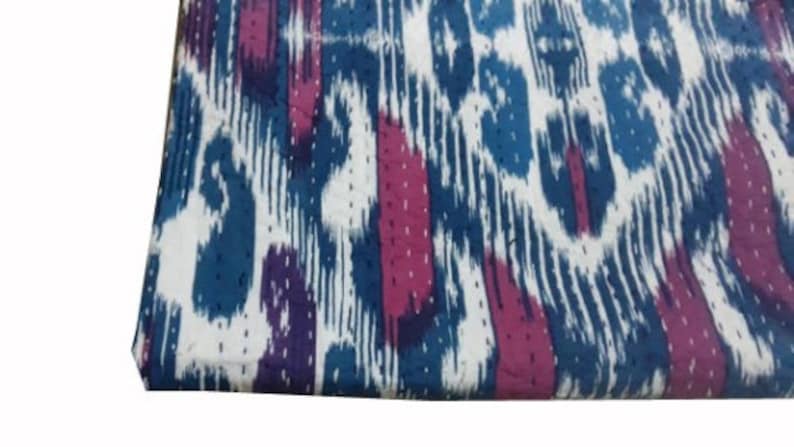 New ikat india print Kantha Quilt Indian Hand Stitched Muslin Voile Fabric Natural Cotton Traditional Blanket Shabby Chic Bedding