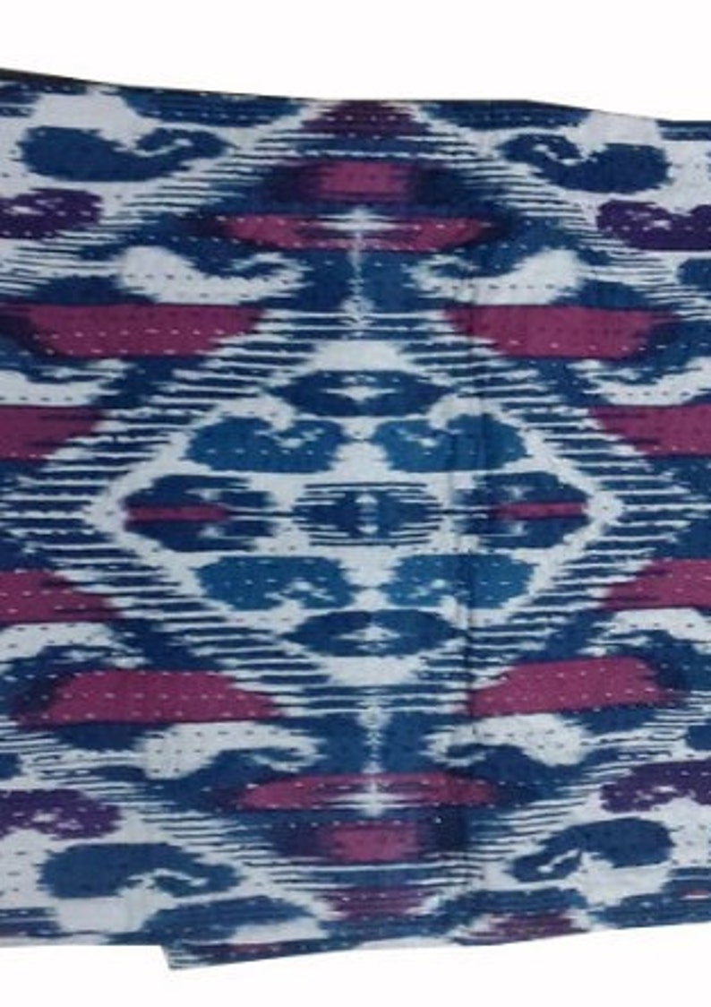 New ikat india print Kantha Quilt Indian Hand Stitched Muslin Voile Fabric Natural Cotton Traditional Blanket Shabby Chic Bedding
