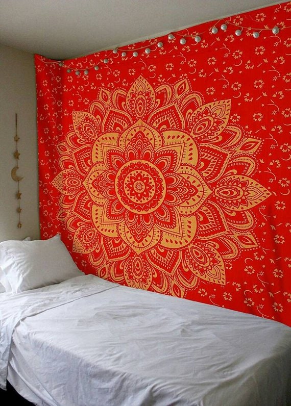 Wall Tapestry Mandala Hanging Decor Bohemian Tapestries Gold Art Boho Bedroom Dorm Yoga Gift Bed