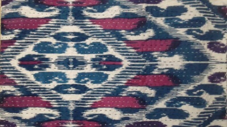 New ikat india print Kantha Quilt Indian Hand Stitched Muslin Voile Fabric Natural Cotton Traditional Blanket Shabby Chic Bedding