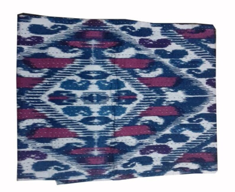 New ikat india print Kantha Quilt Indian Hand Stitched Muslin Voile Fabric Natural Cotton Traditional Blanket Shabby Chic Bedding