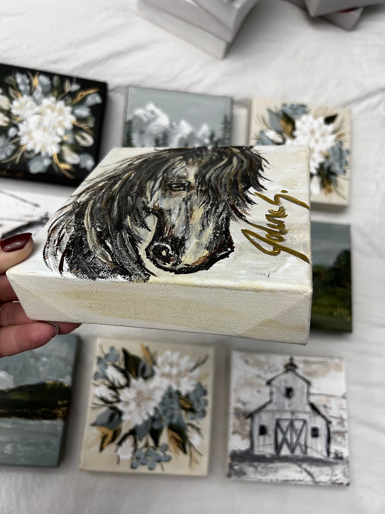 Black and Gold Horse 6x6 Original Painting Etsy