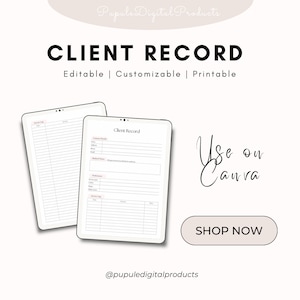 Editable Client Log for beauty professionals