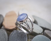 Blue Lace Agate Ring, Argentium Silver Handmade Ring, Statement Design
