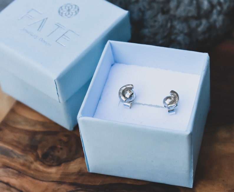 Sterling Silver Domed Stud Earrings Handmade Blue Topaz Gemstone Studs Sky Blue Topaz Studs